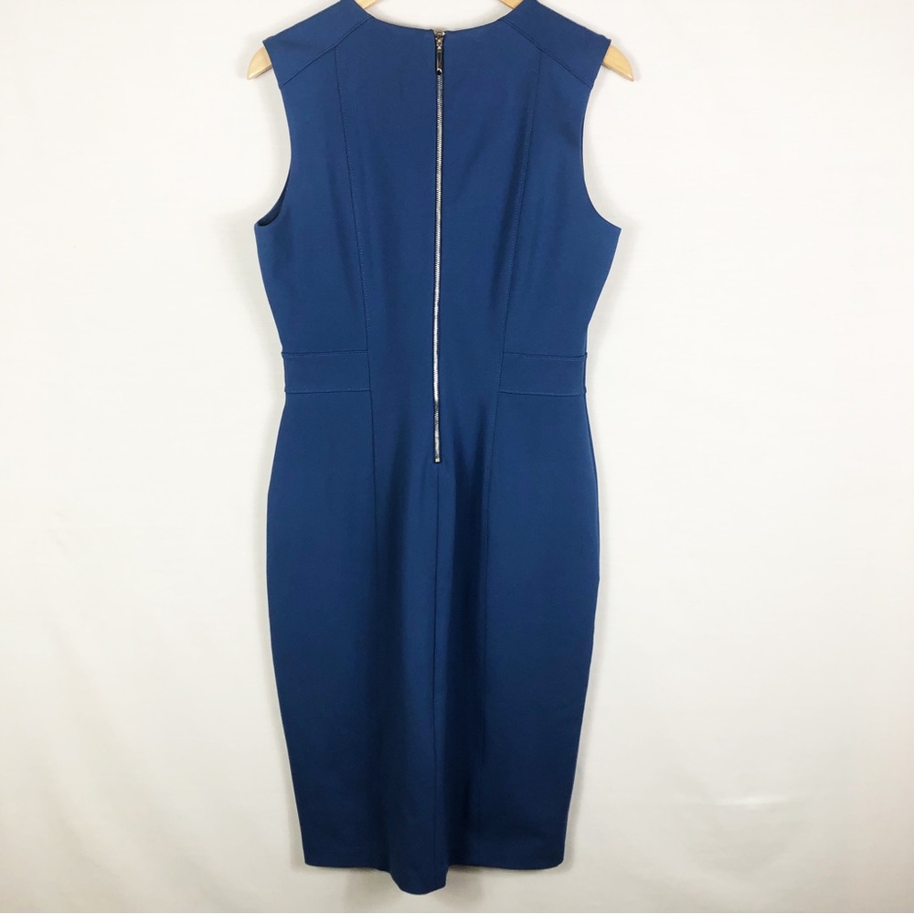 White House Black Market WHBM Seamed Sheath Pencil Dress | Blue | Size 8 - Picture 7 of 10